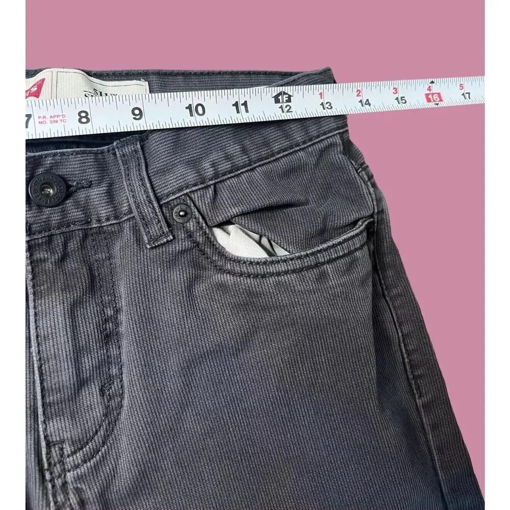 LEVI'S 511 Slim Fit Jeans, Corduroy, Dark Gray, 100% Cotton| Size: 12R, 26x26